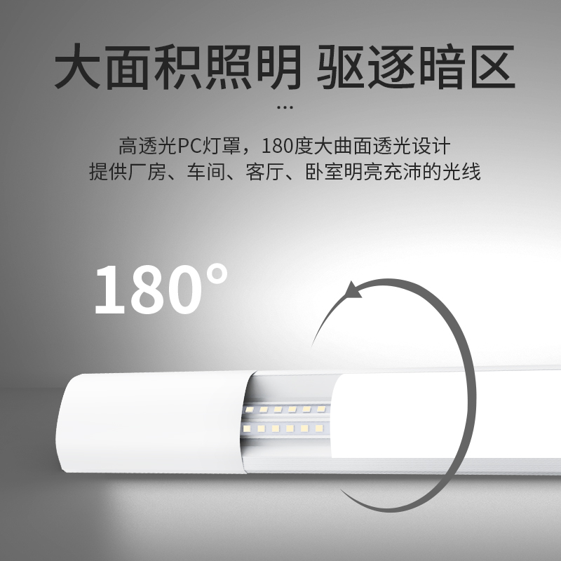 led灯管长条家用办公灯全套一体化日光灯超亮节能光管支架长条灯 - 图1