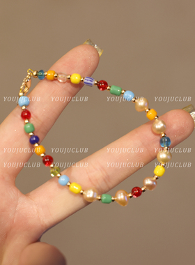 YOUJUclub彩虹糖豆~高级感手链女