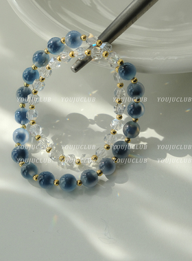 雾蓝色超仙女设计感ins手链礼物