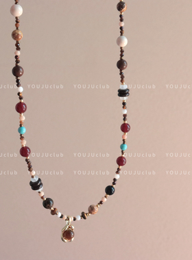 邮橘-墨染风吟～美拉德咖色琥珀石复古新中式锁骨链设计感项链女
