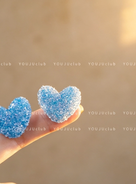 YOUJUclub甜美砂糖爱心耳钉