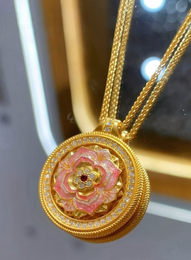 金包银传承工艺新款莲生福禄吊坠