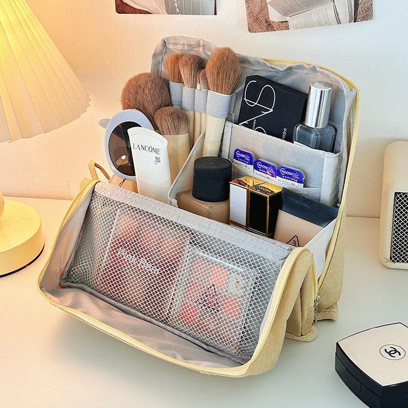 可立式化妆包手提便携式大容量化妆刷眼影笔袋外出旅行分区收纳包,淘宝优惠券,粉丝福利购,淘宝优惠卷