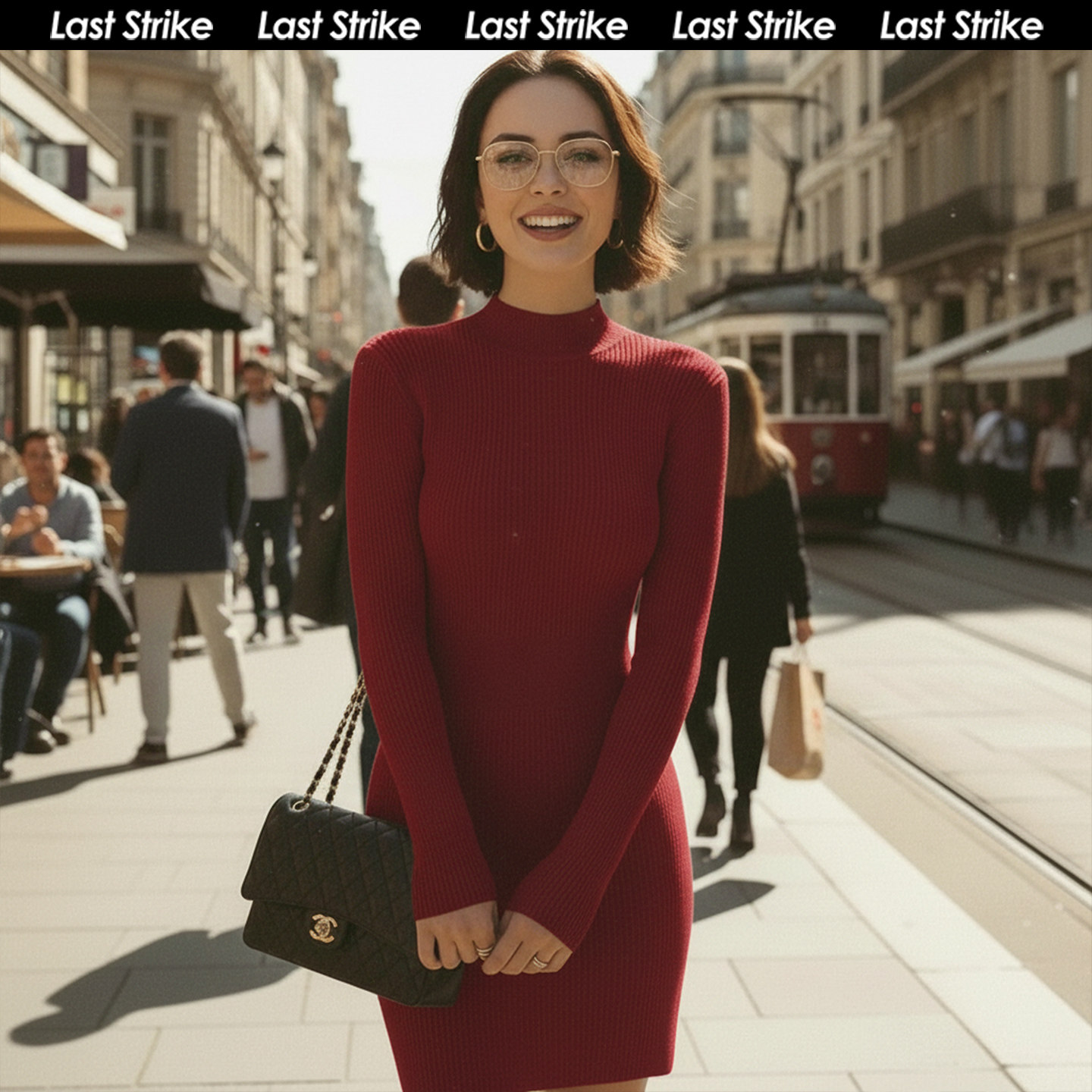 Last Strike新年红色女士高领针织连衣裙2025冬季修身显瘦气质裙