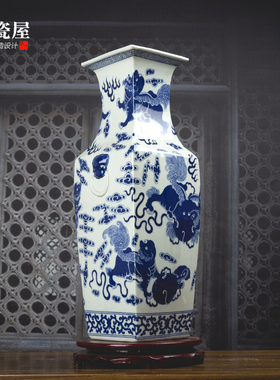景德镇青花花瓶艺术软装玄关摆件