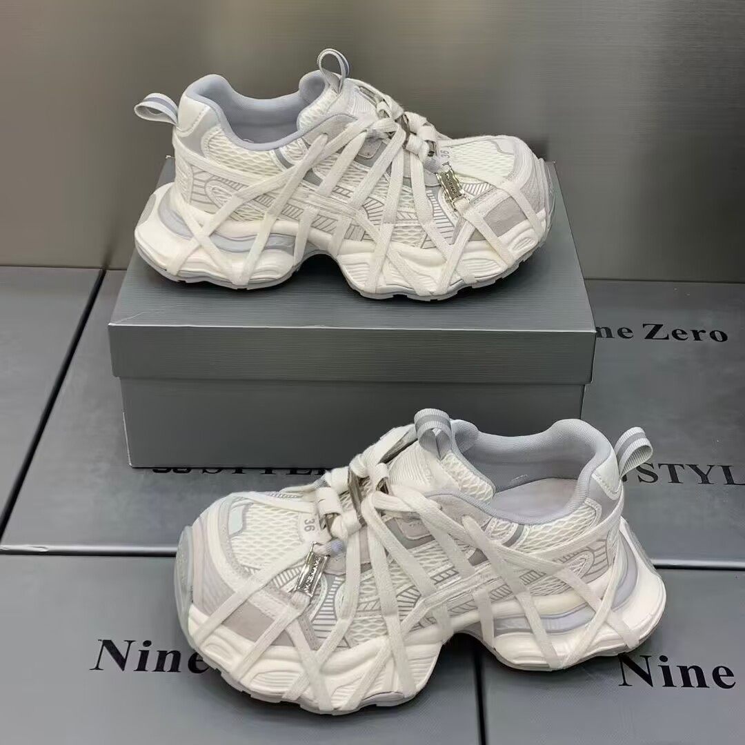 欧洲站老爹鞋2026春季女新款厚底增高运动蜘蛛网绑带潮流休闲单鞋,淘宝优惠券,粉丝福利购,淘宝优惠卷