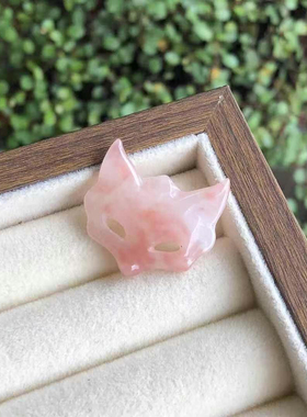 天然桃花玉狐狸面具蝴蝶结散珠子手工编织手链项链配饰配件