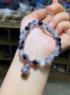 爆花琉情侣水晶串珠手链