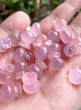 天然玉髓粉小钱袋吊坠diy配饰手链配件玉石福袋小提溜