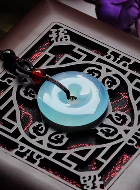 湖水蓝情侣玉髓平安扣毛衣链