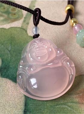 天然玉髓佛公吊坠弥勒佛玉石项链中国风笑佛保平安玛瑙复古挂件女