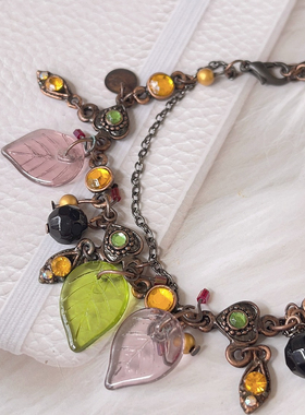 2025新款复古出口原D孤品古铜炫彩水晶松石扇形手链女