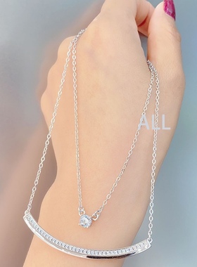 双层S925纯银单钻细项链锁骨链微笑脸简约时尚大气吊坠百搭气质女