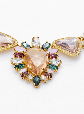 欧美y单小众超美打标短款异域风复古钻石头珐琅女项链首饰独款