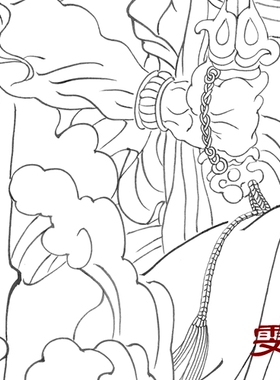 工笔画白描底稿不动明王菩萨神仙