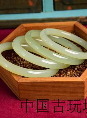 新疆和田玉手镯女年轻款细圆条青海料晴水美人条冰晴玉镯子晴水镯