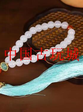 爆款新疆和田玉静心手持古风手串配汉服手链女款籽料羊脂白玉手链