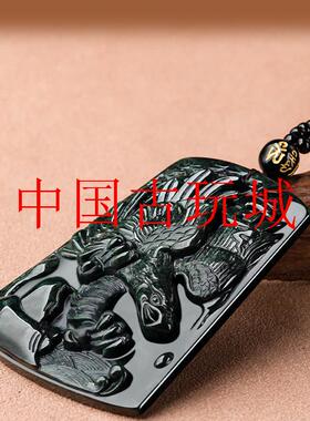 新款珠宝精选墨翠翡翠色霸气鹰牌大展宏图吊坠时尚男款挂件首饰品