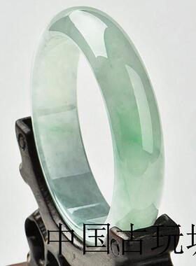 缅甸老坑冰种飘绿翡翠色手镯女款贵州翠浅绿飘花玉镯子少女款送礼