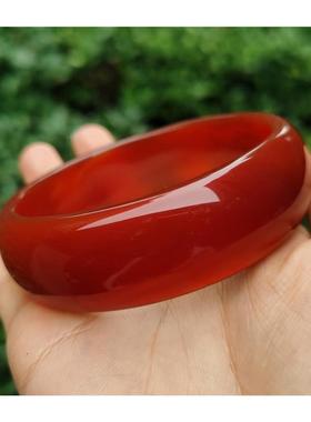 高级感玉手镯玉髓红玛瑙加厚加宽窄版女款红色送妈妈女友处理送礼