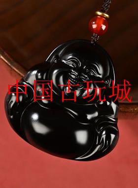 新疆和田玉墨玉佛公吊坠黑羊脂弥