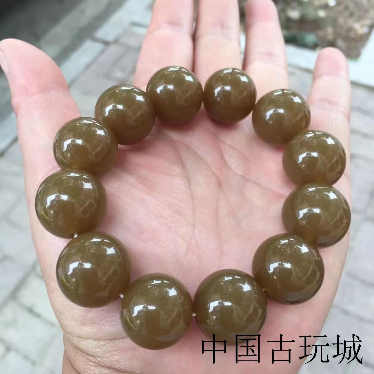 新疆且末糖玉珠圆玉润老型珠焦糖色佛珠手串高级感时尚百搭男女款