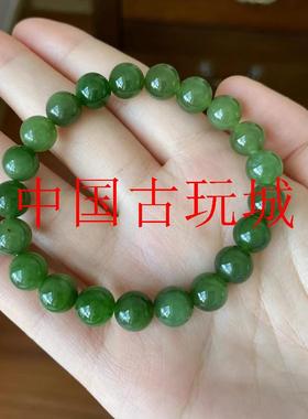 精品和田玉碧玉圆珠单圈手链玉质温润细腻上手高贵典雅男女款处理