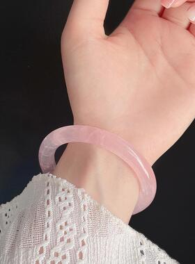 精品白昼马达加斯加芙蓉集粉水晶手镯轻奢小众精致纯高端玉女镯子