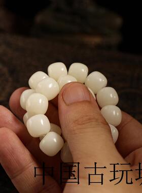 高端原生态高密白玉菩提根手串学生女款手链男款盘玩单圈圆珠佛珠