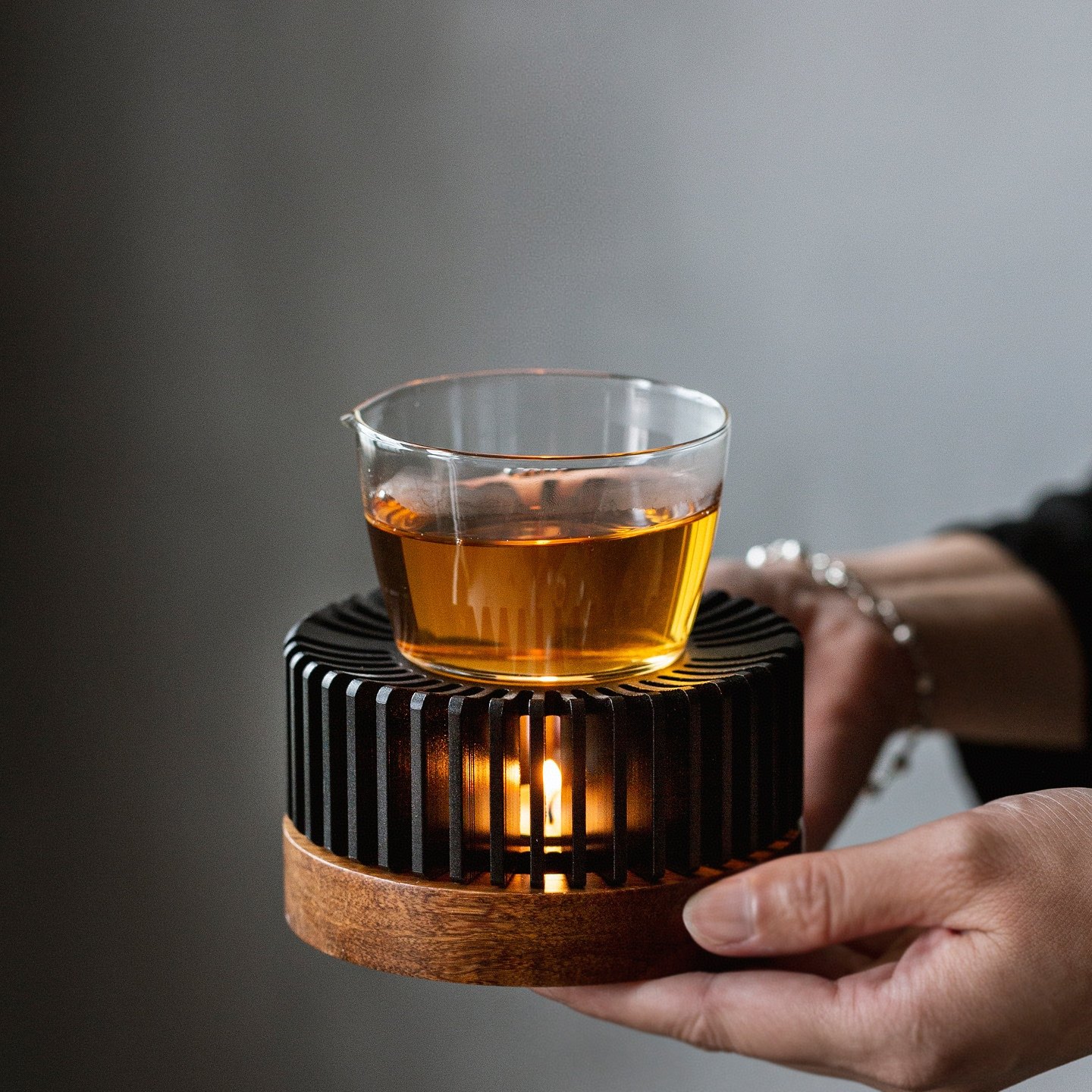 丹麦胡桃木百叶温茶器合金烤茶热茶圆形温茶炉围炉煮茶器,淘宝优惠券,粉丝福利购,淘宝优惠卷