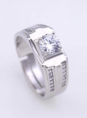 专柜正品男士戒指一克拉四爪戒指天然钻石结婚求婚订婚婚戒指环