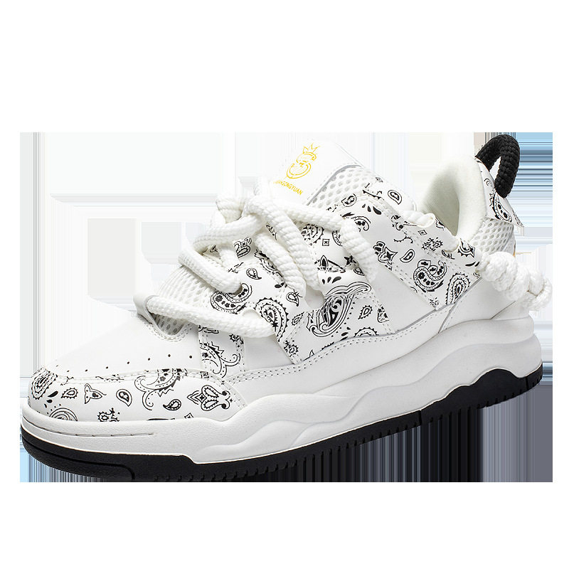 潮牌明星同款面包鞋2024秋季新款板鞋男厚底增高百搭小众设计男鞋