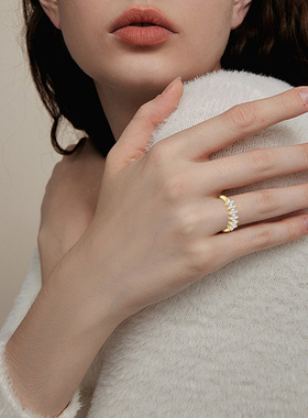 深圳旭佳亚马逊跨境爆款四叶草戒指D色爆闪莫桑石s925纯银指环