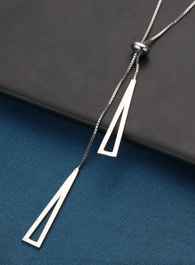 深圳旭佳S925纯银轻奢高级感毛衣链几何小众设计长款可抽拉秋冬