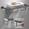 304 stainless steel gun gray bathroom towel rack storage rack paper towel holder pendant set tripod toilet brush