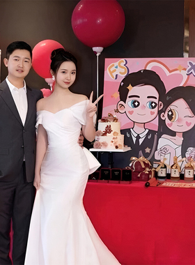 星蝶公主装饰画手绘定制卡通情侣照片挂油画送闺蜜结婚订新婚礼物