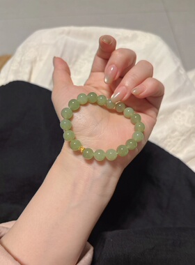 2026年新款天然和田玉老型珠手串女款小众叠戴手串紫色饰品转运