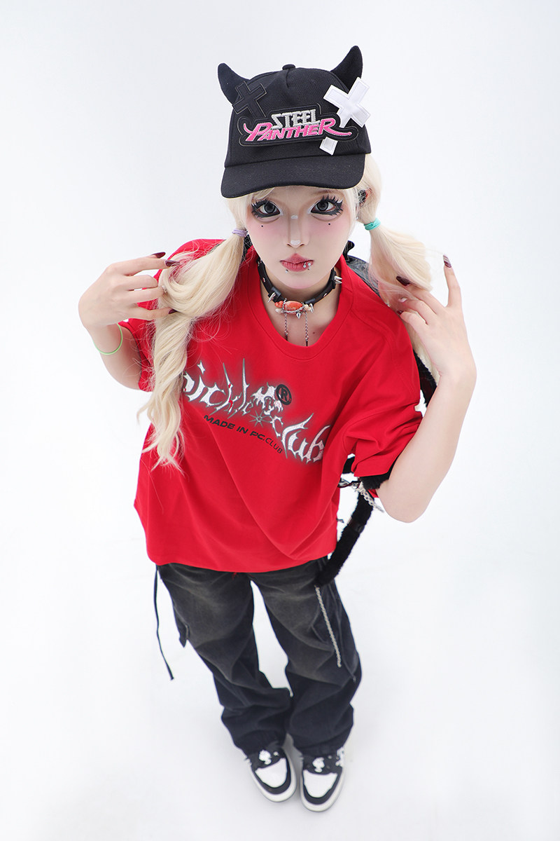 梁拌泡菜原创国潮新款夏个性幽灵发光字母设计感宽松短袖T恤男女,淘宝优惠券,粉丝福利购,淘宝优惠卷