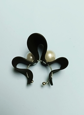 纯手工硅胶立体感海浪黑色开口戒指时尚气质小众潮旅行优雅