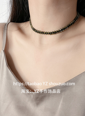 天然锆石纯银锁骨链女超闪项链