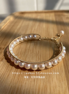 手作复古风14k包金天然珍珠