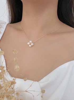 四叶草小众设计感珍珠项链送女友