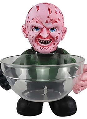 居家装饰摆件跨境新品万圣节树脂摆件端碗侏儒僵尸创意糖果收纳