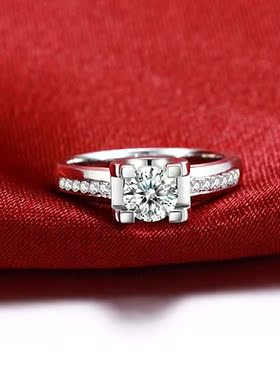 18K白金玫瑰金牛头戒指 1克拉培育钻戒 气质简约个性定制女款婚戒