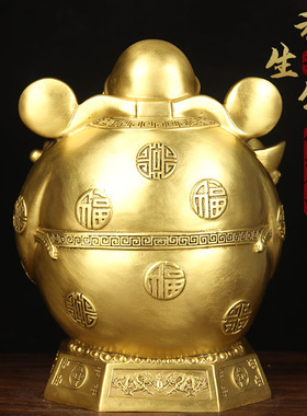 黄铜铜和气生财摆件中式