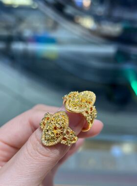 18k桂花戒指au750小众简约直时尚潮流送女友礼物播引流网红同款