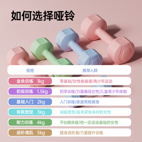 佑美哑铃女士健身家用器材儿童瑜伽女壶铃式练臂肌包胶男士小哑铃 - 图0