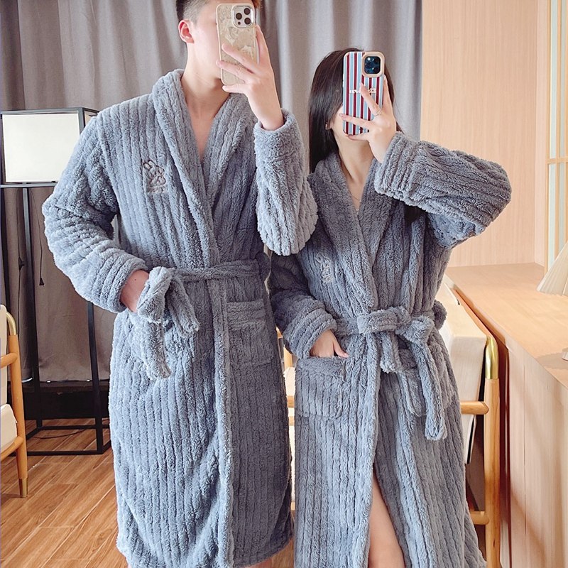 秋冬加厚长毛绒珊瑚绒情侣睡袍男法兰绒睡衣女保暖晨袍家居服奢华,淘宝优惠券,粉丝福利购,淘宝优惠卷