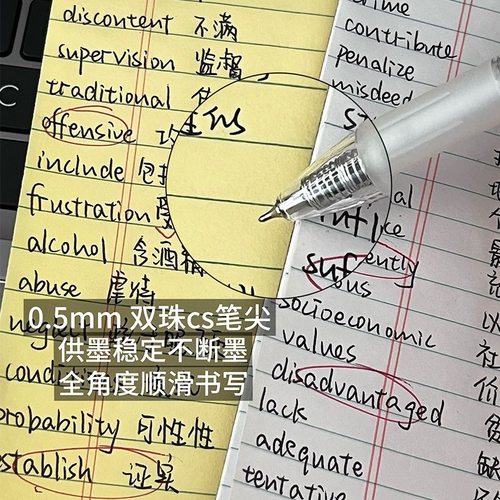 Monami慕那美Glitter按动中性笔CS双珠速干学习书写商务办公0.5mm - 图2