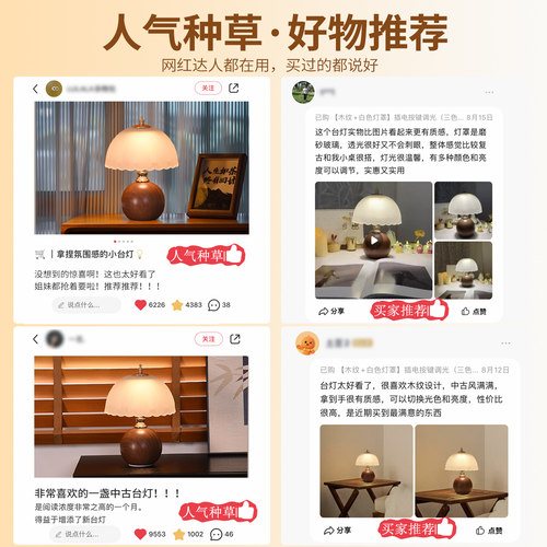 复古小台灯卧室床头灯轻奢高级感一对长明灯充电款美式中古风氛围 - 图3